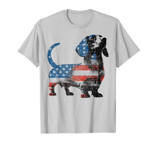 Patriotic Dachshund Dog Lovers American Flag 4th of July T-Shirt
