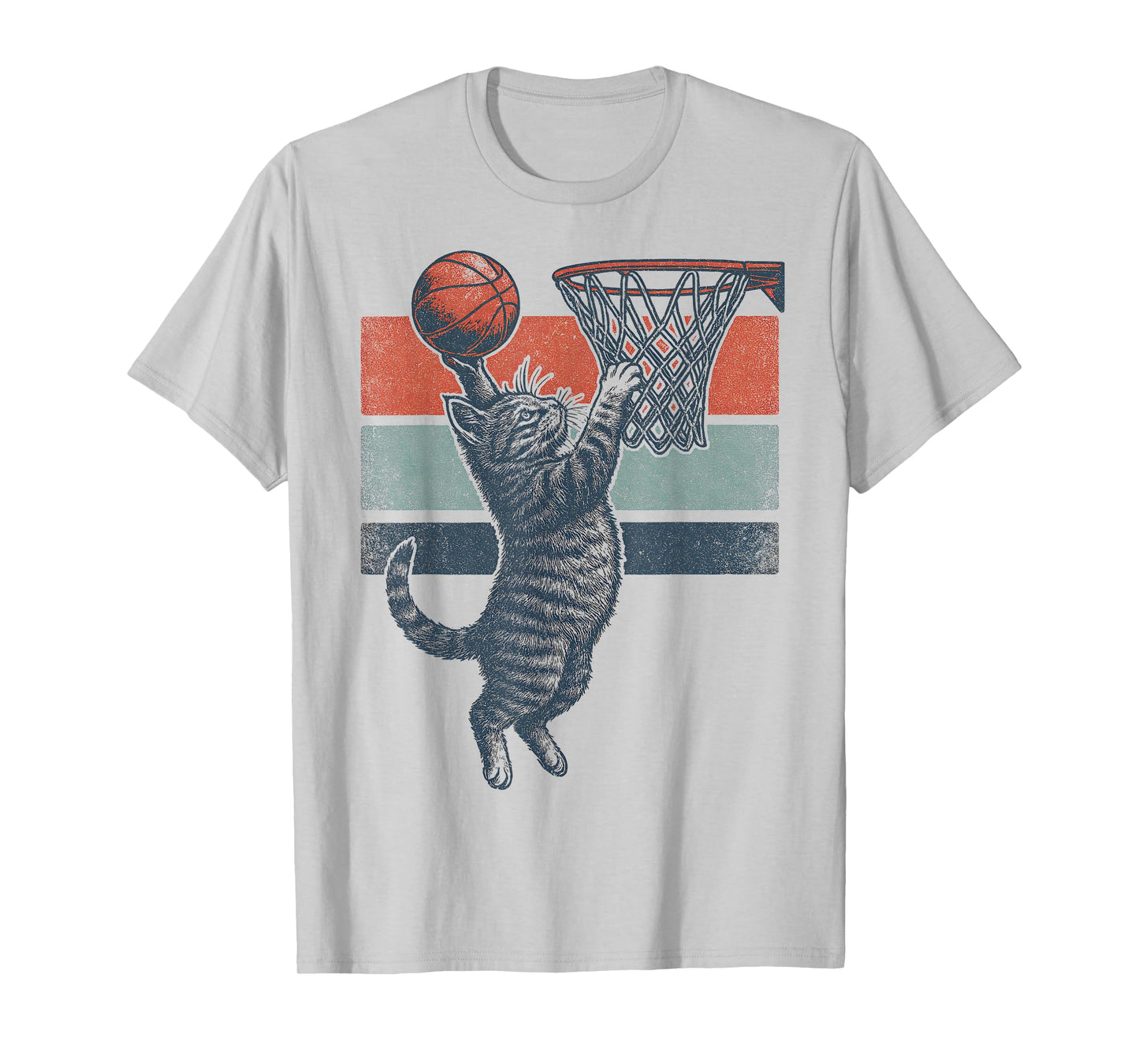 Funny Cat Basketball Retro Style T-Shirt