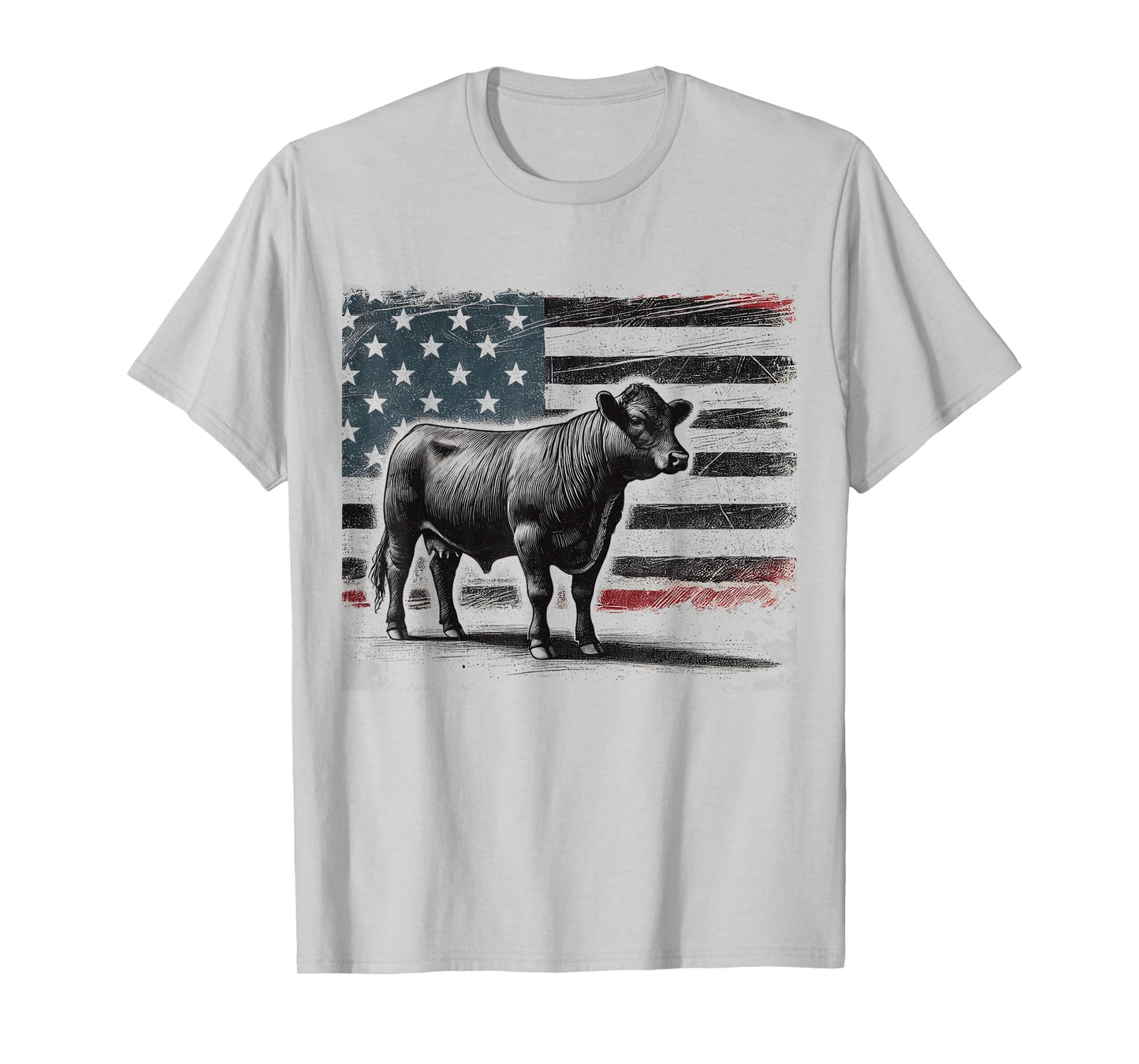 Angus Rancher USA American Flag Cow T-Shirt