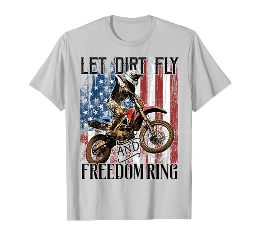 American Flag 4th of July Dirt Bike Motocross Racing Shirt T-Shirt