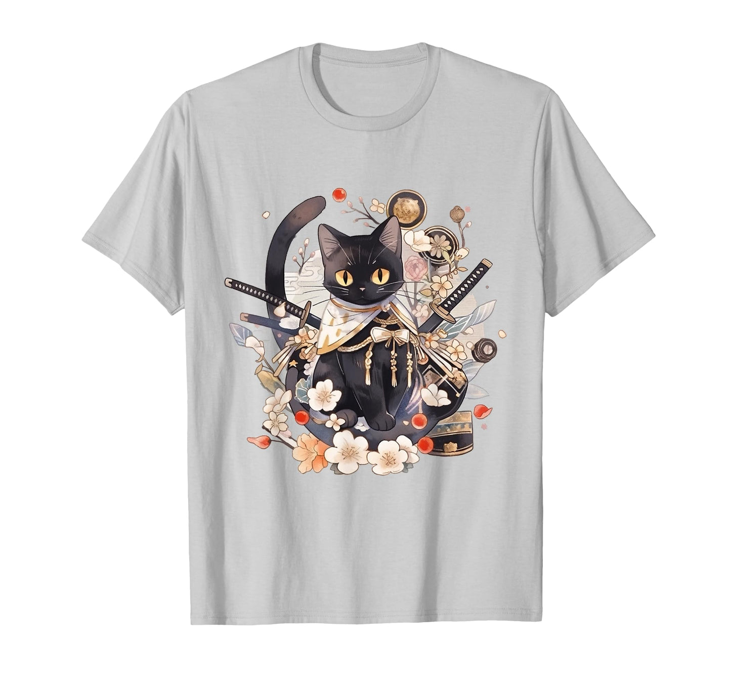 Japanese Art Cat Ninja Ukiyo-e Anime Style Samurai Cat T-Shirt