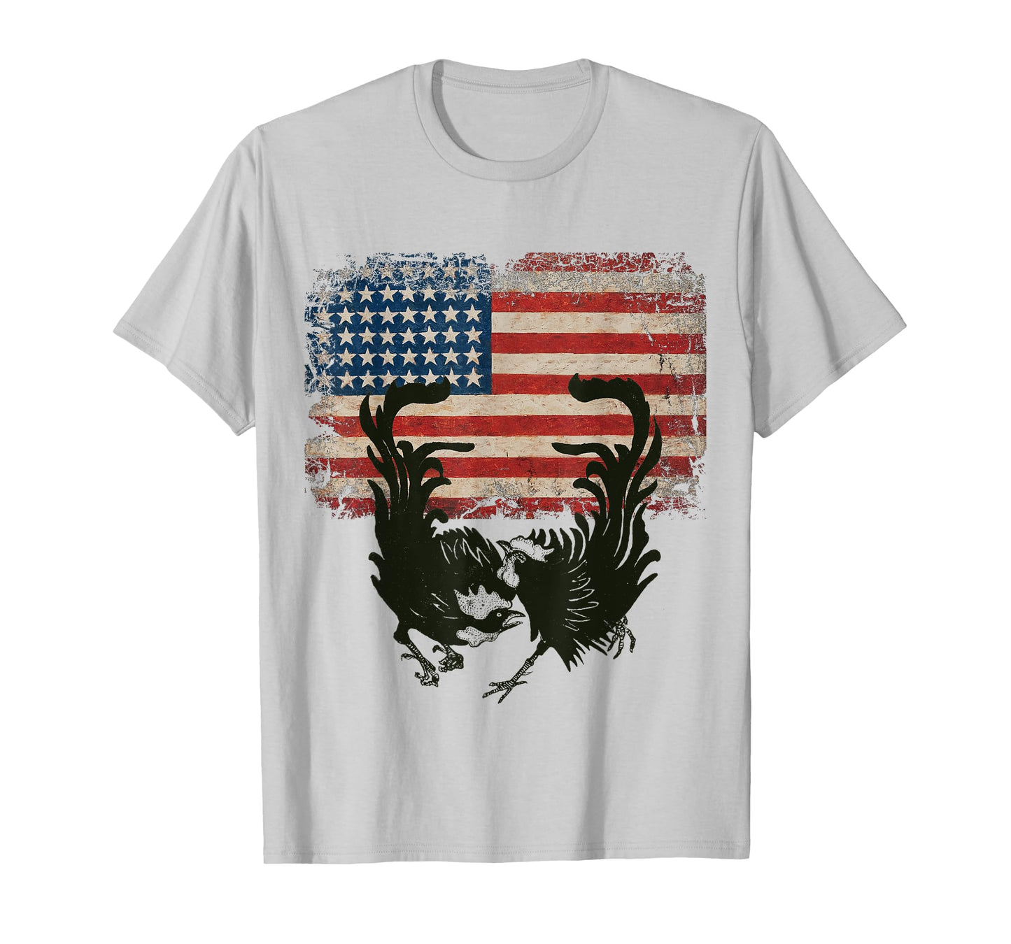 Vintage US Flag Fight Cock Fighting Game Fowl American flag T-Shirt for Women Men