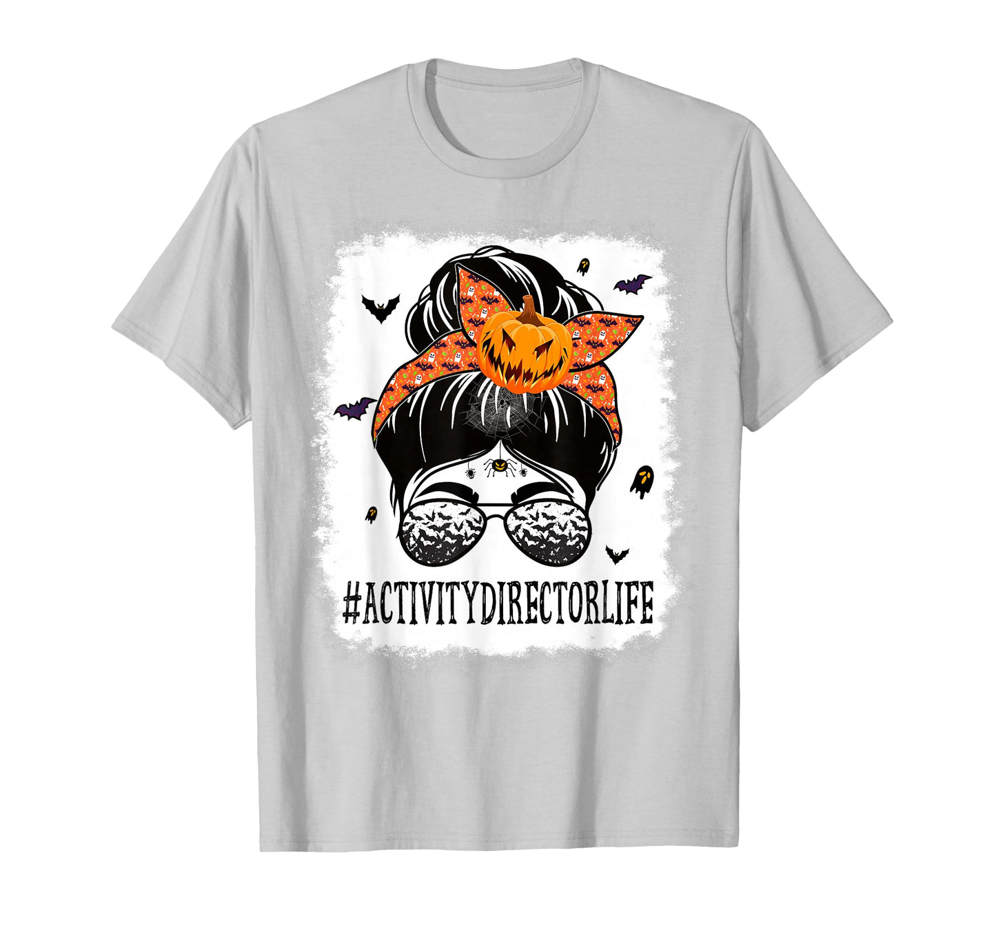 Activity Director Messy Bun Spooky Pumpkin Halloween Costume T-Shirt