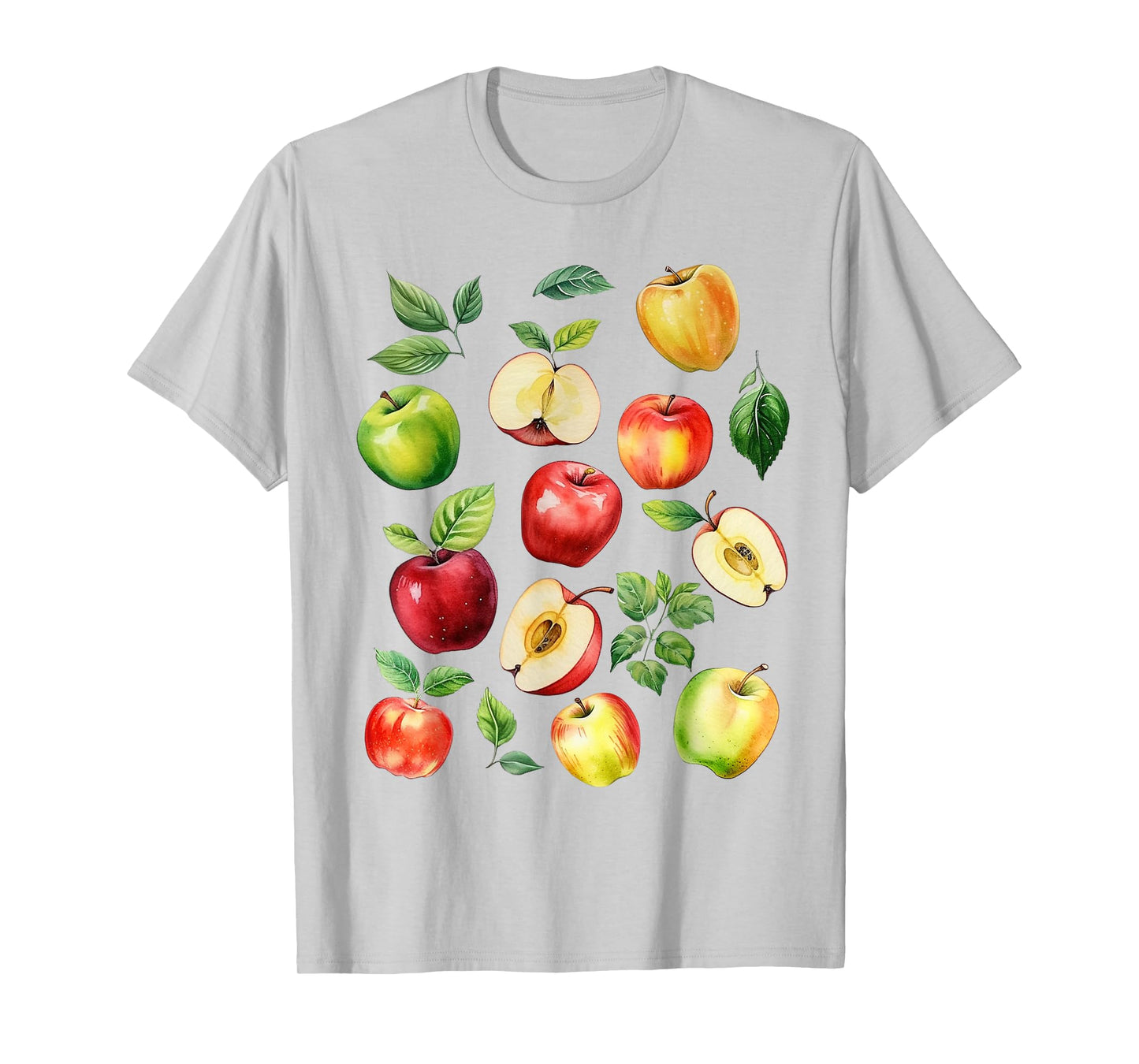 Apple Picking Farmer Apple Varieties Watercolor Farm Fresh T-Shirt