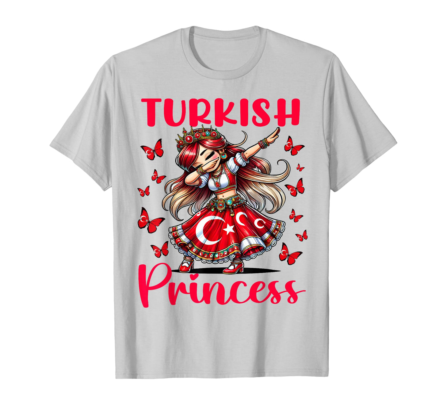 Turkish Princess Dab Girl Flag Dress Cultural Souvenir Kids T-Shirt