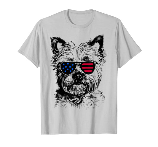 Cairn Terrier Dog 4th July America USA Flag T-Shirt