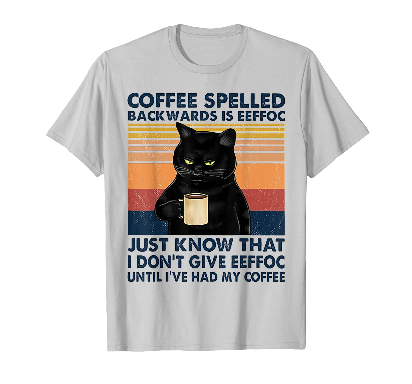 Coffee Spelled Backwards Is Eeffoc Cat Drinking Vintage T-Shirt