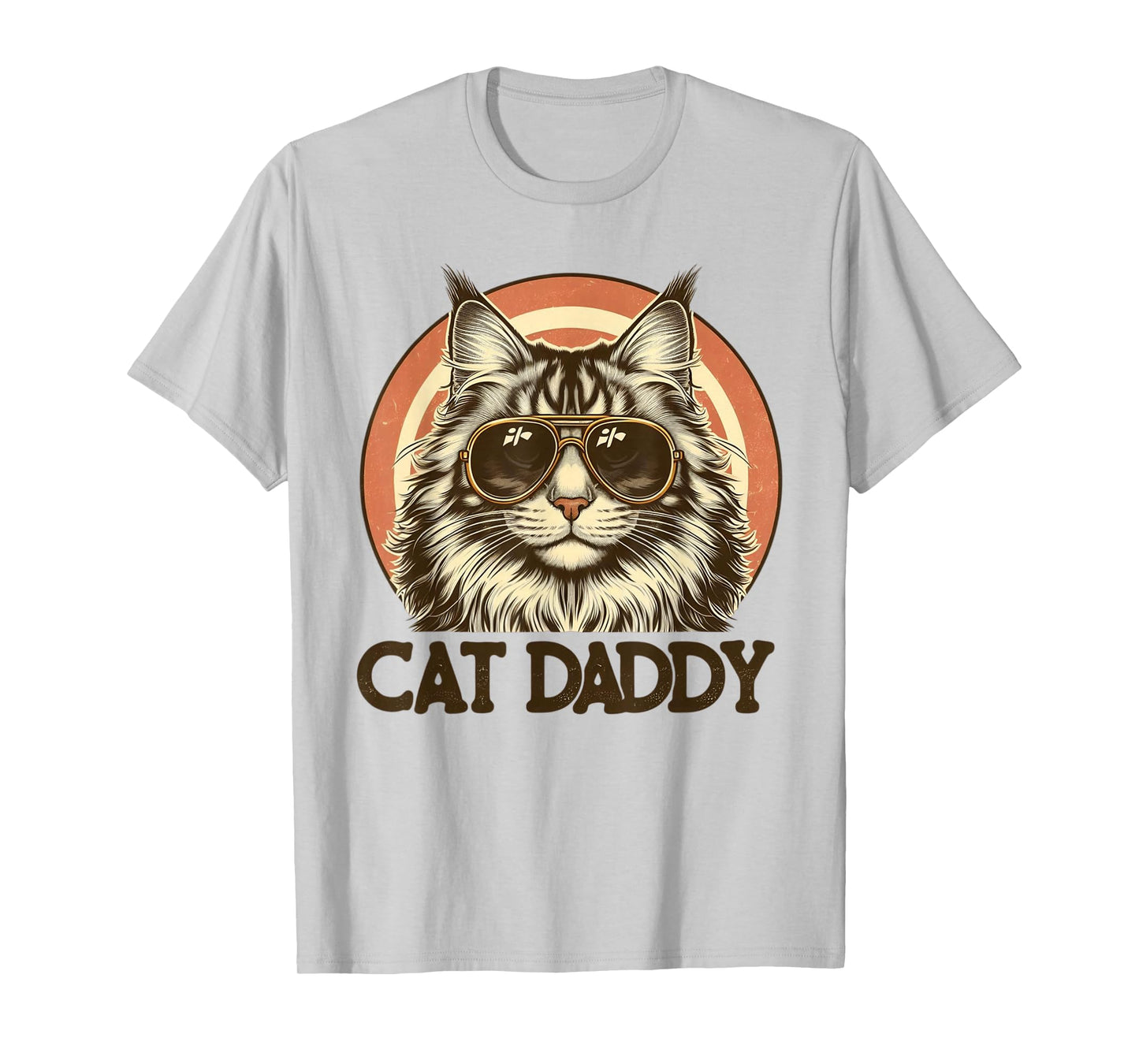 Cat Daddy Cool Maine Coon Cat Father's Day Retro Cat Dad T-Shirt