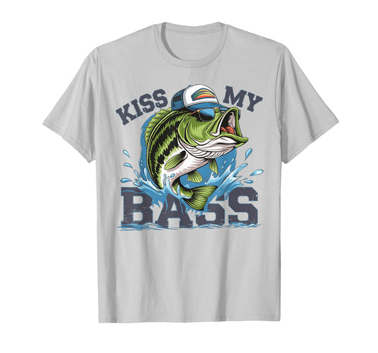 Vintage Kiss My-Bass Fishing Lover Bass Fisher Womens Mens T-Shirt