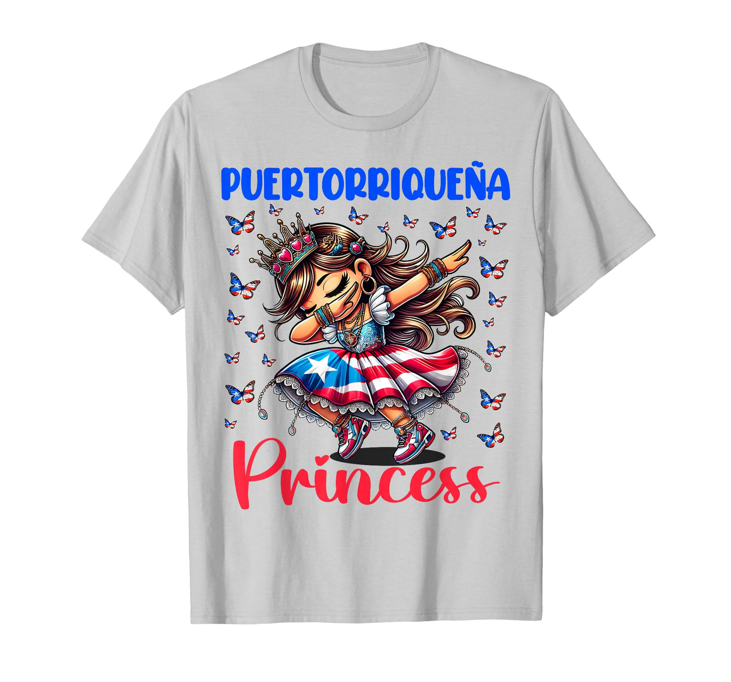 Puertorriqueña Princess Boricua Pride Girl Dabbing for Kids T-Shirt