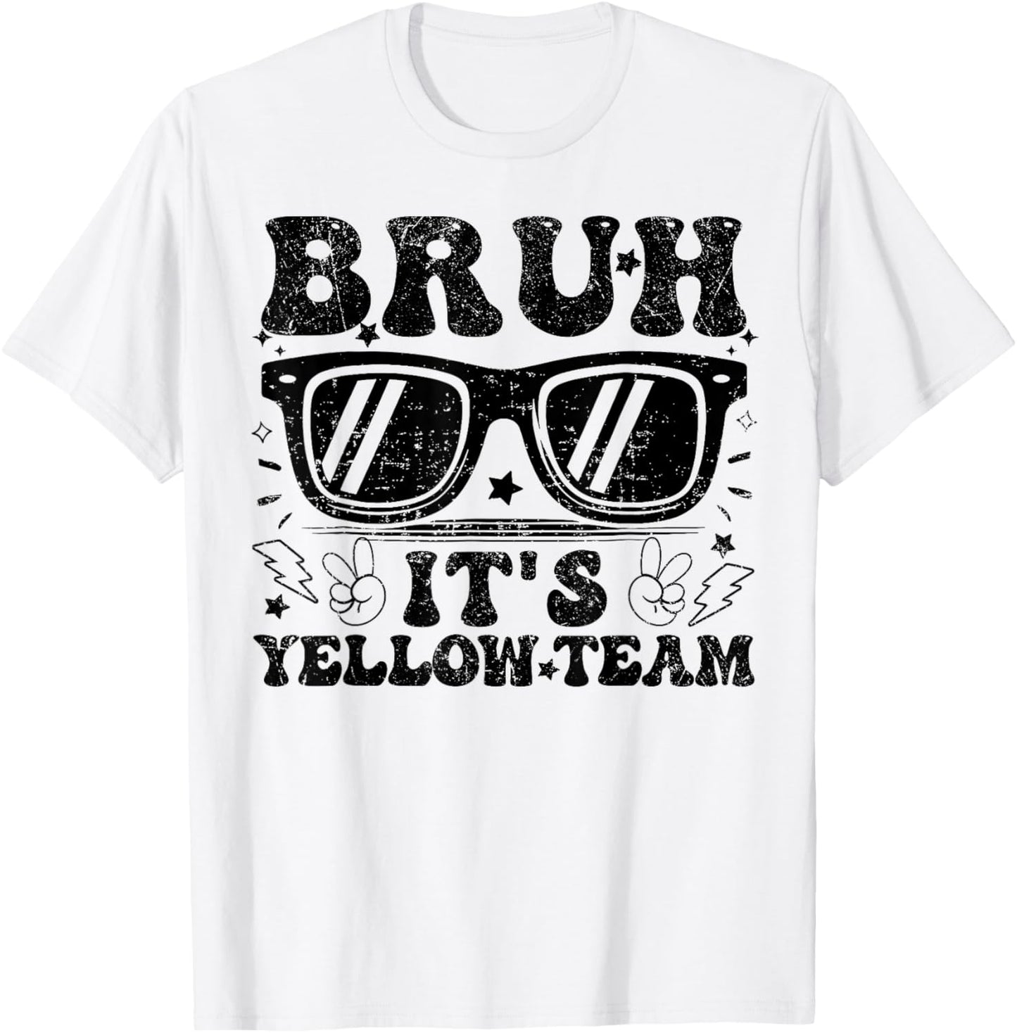 Field Day Bruh It's Yellow Team Teacher Boys Girl Peace Hand T-Shirt - T-Shirt | White