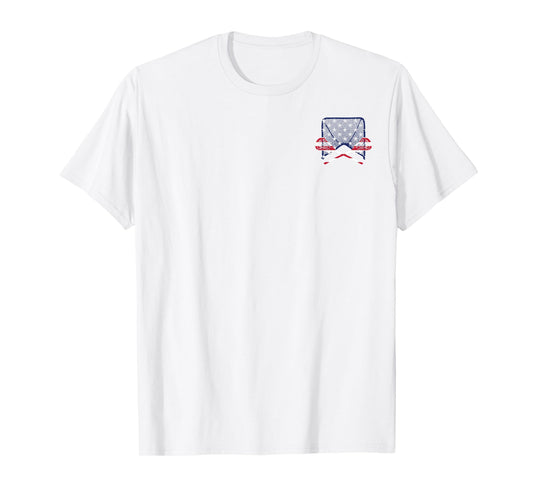 American Flag Lax 4th of July USA Sticks Lacrosse Goalie T-Shirt