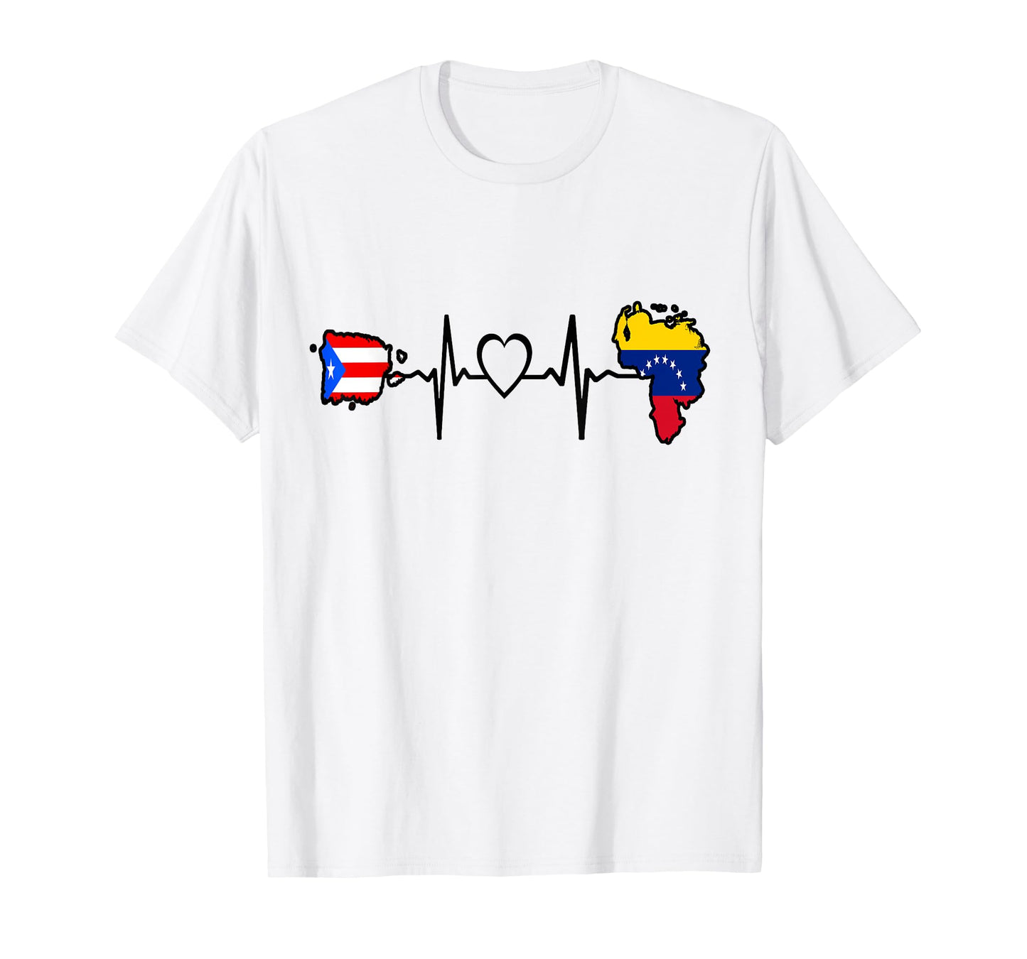 Puerto Rico Venezuela Flag Puerto Rican Venezuelan Heartbeat T-Shirt