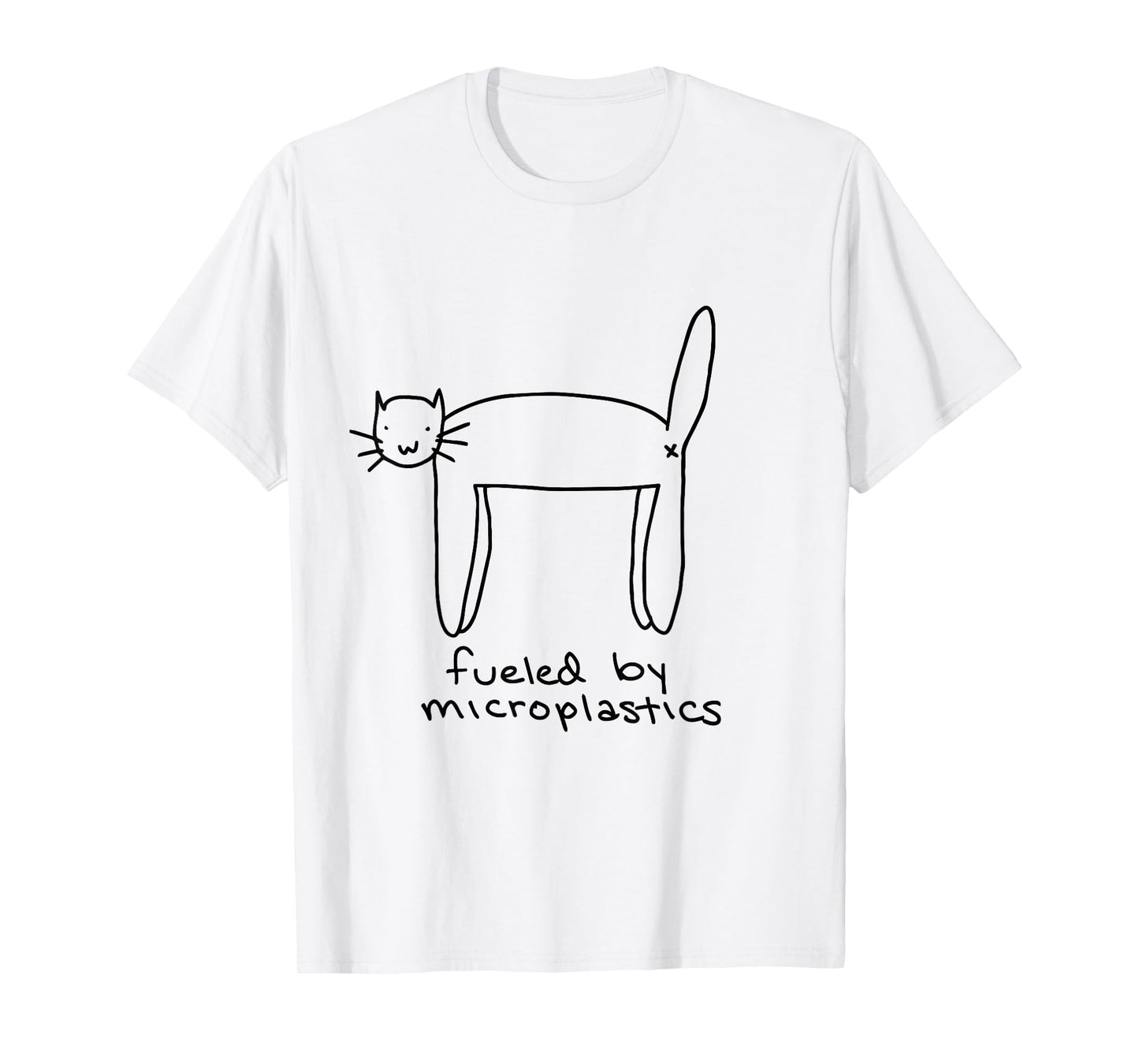 Funny Fueled By Microplastics Cat T-Shirt