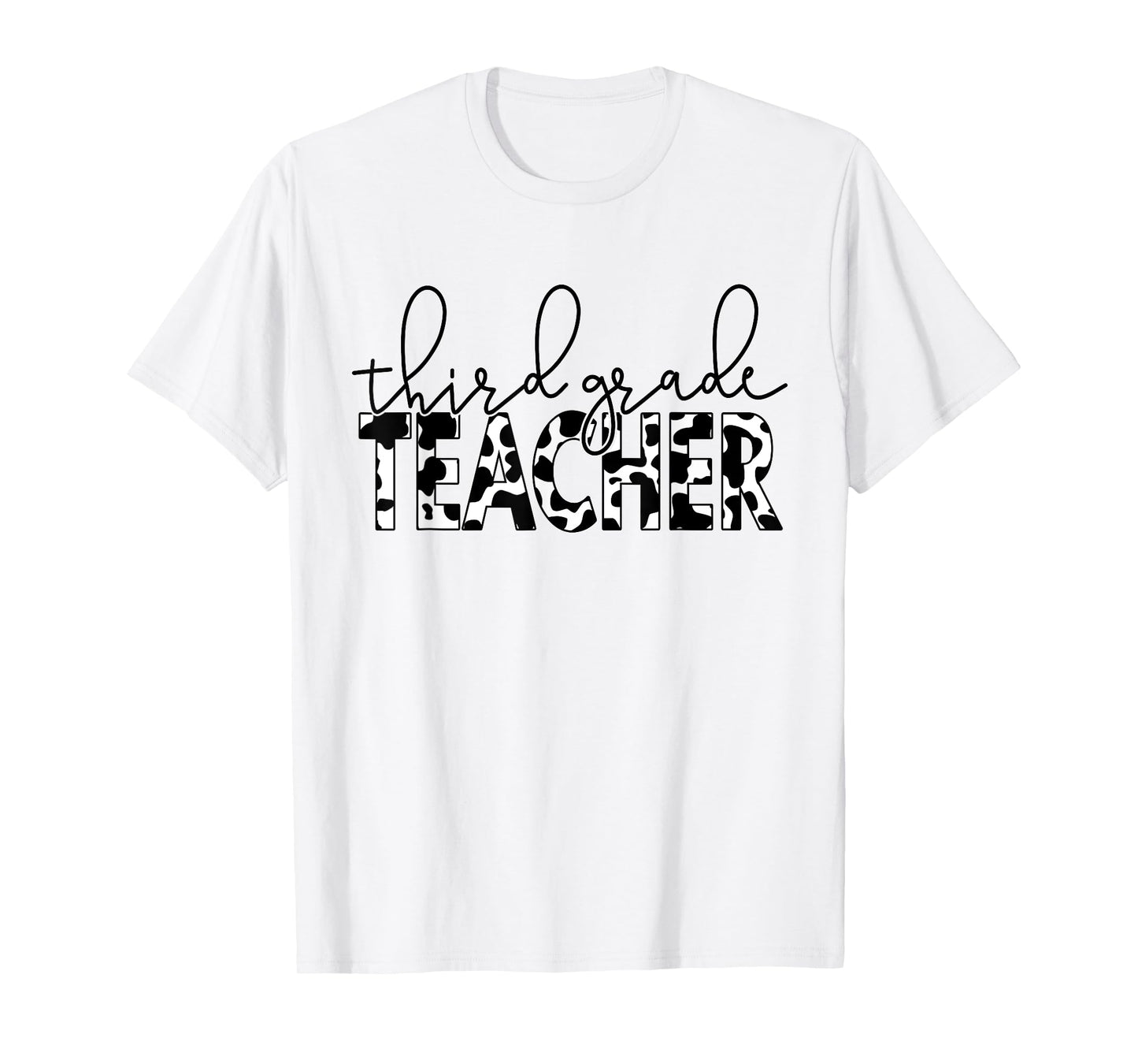 Cow Print 3rd Grade Elementary School Third Grade Teachers T-Shirt