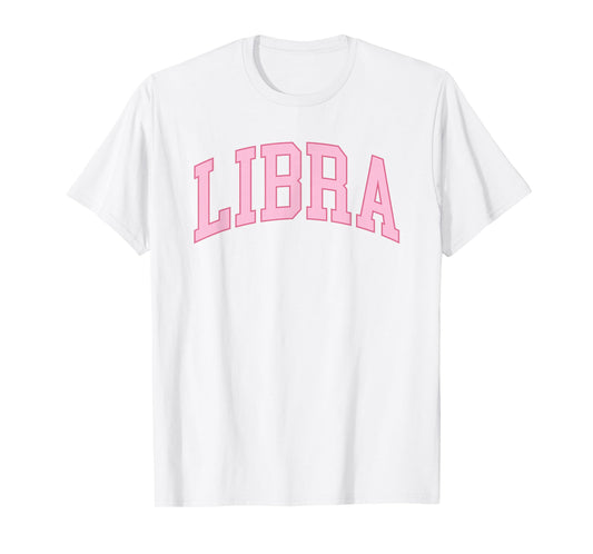 Libra Zodiac Horoscope Pink Retro Preppy Throwback Womens T-Shirt