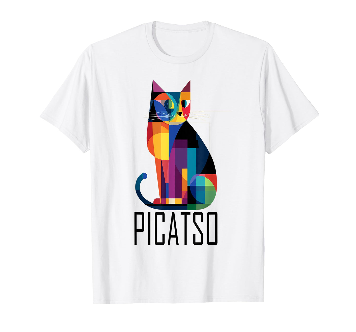 Retro Vintage Feline Design, Picatso Cat Cubism Kitty Art T-Shirt