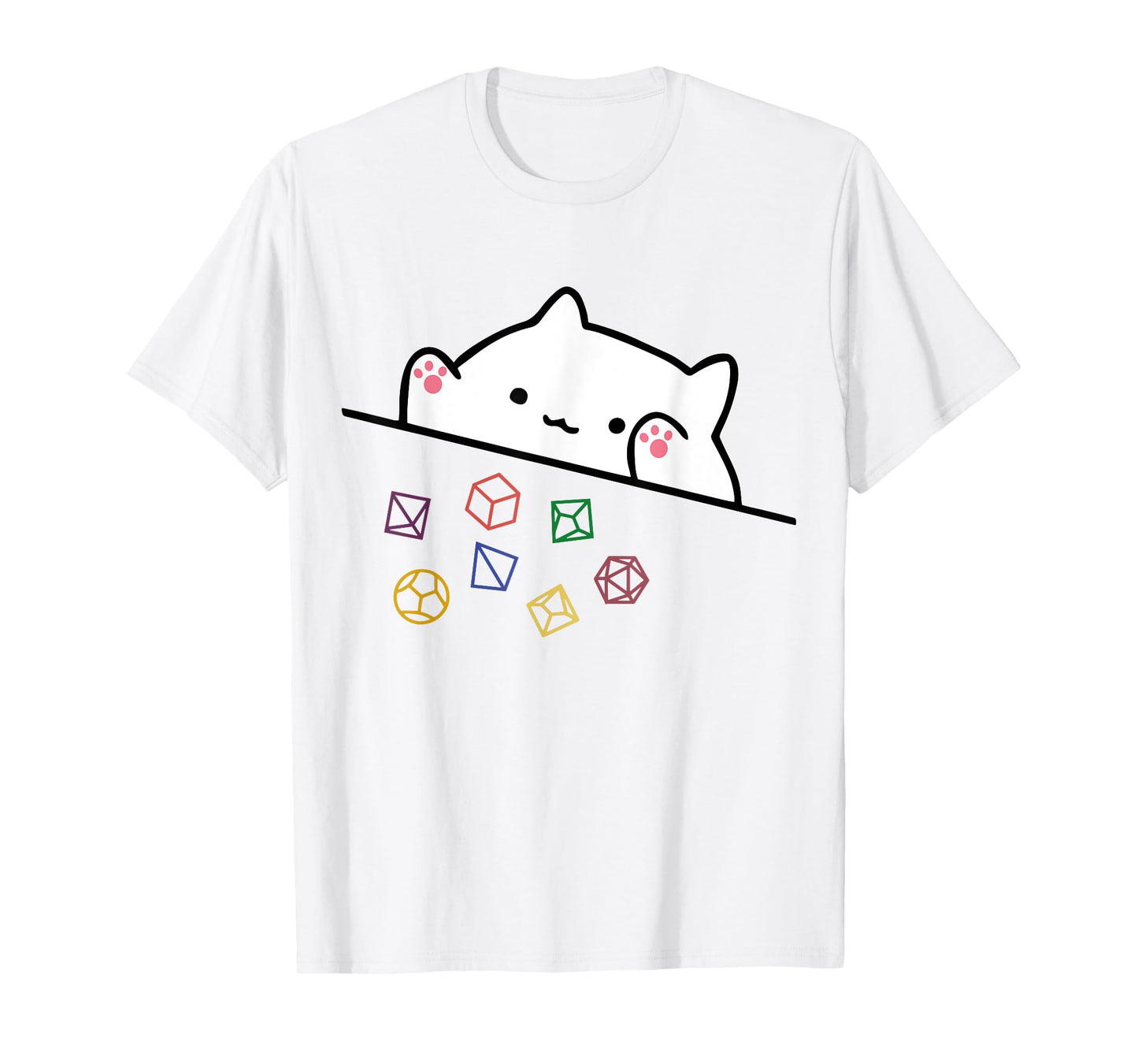 funny Cat Throwing Dice T-Shirt, Small, Grey