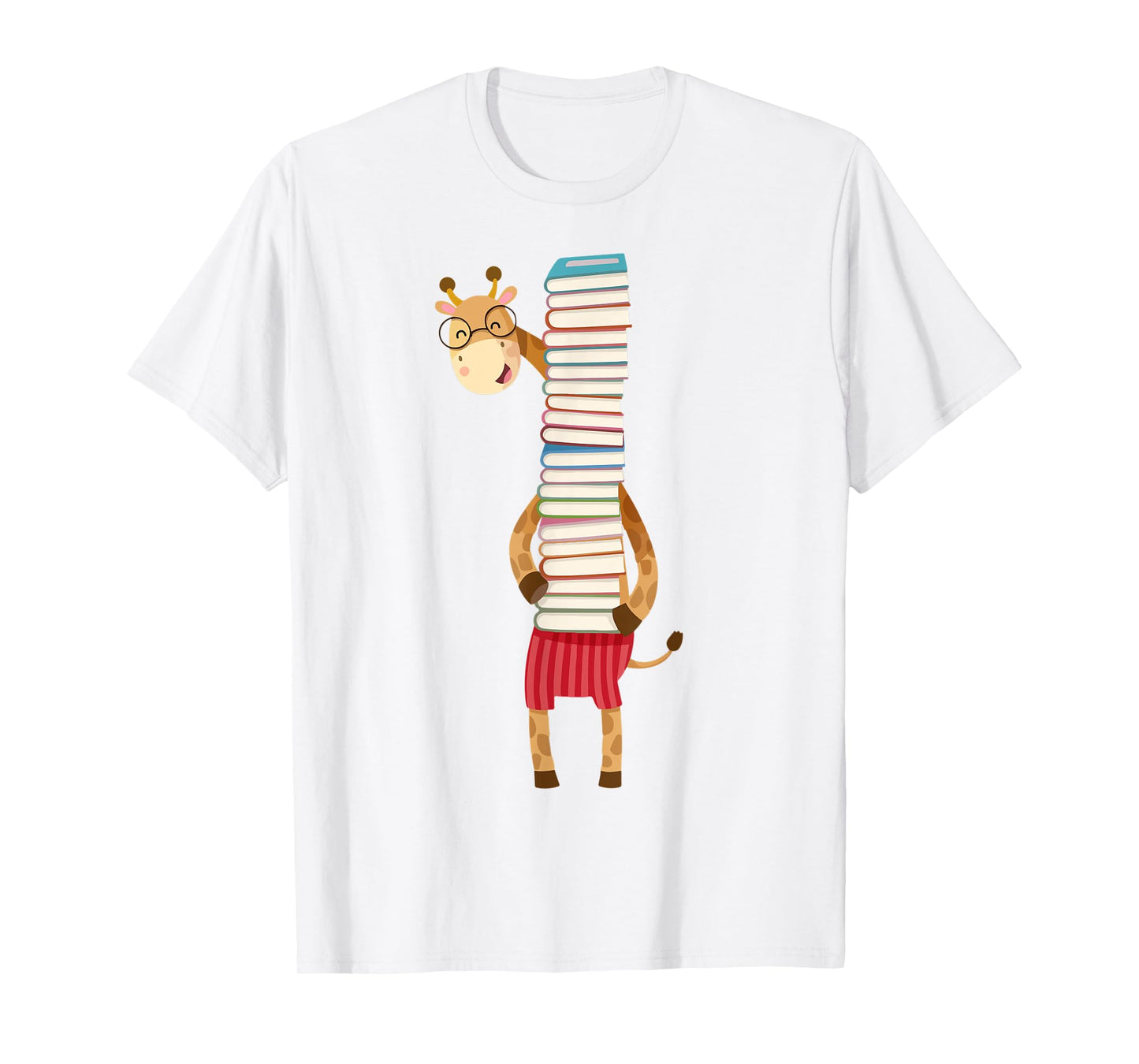 Bookworm Giraffe Holding Book Kids Boy Women Teacher Reading T-Shirt