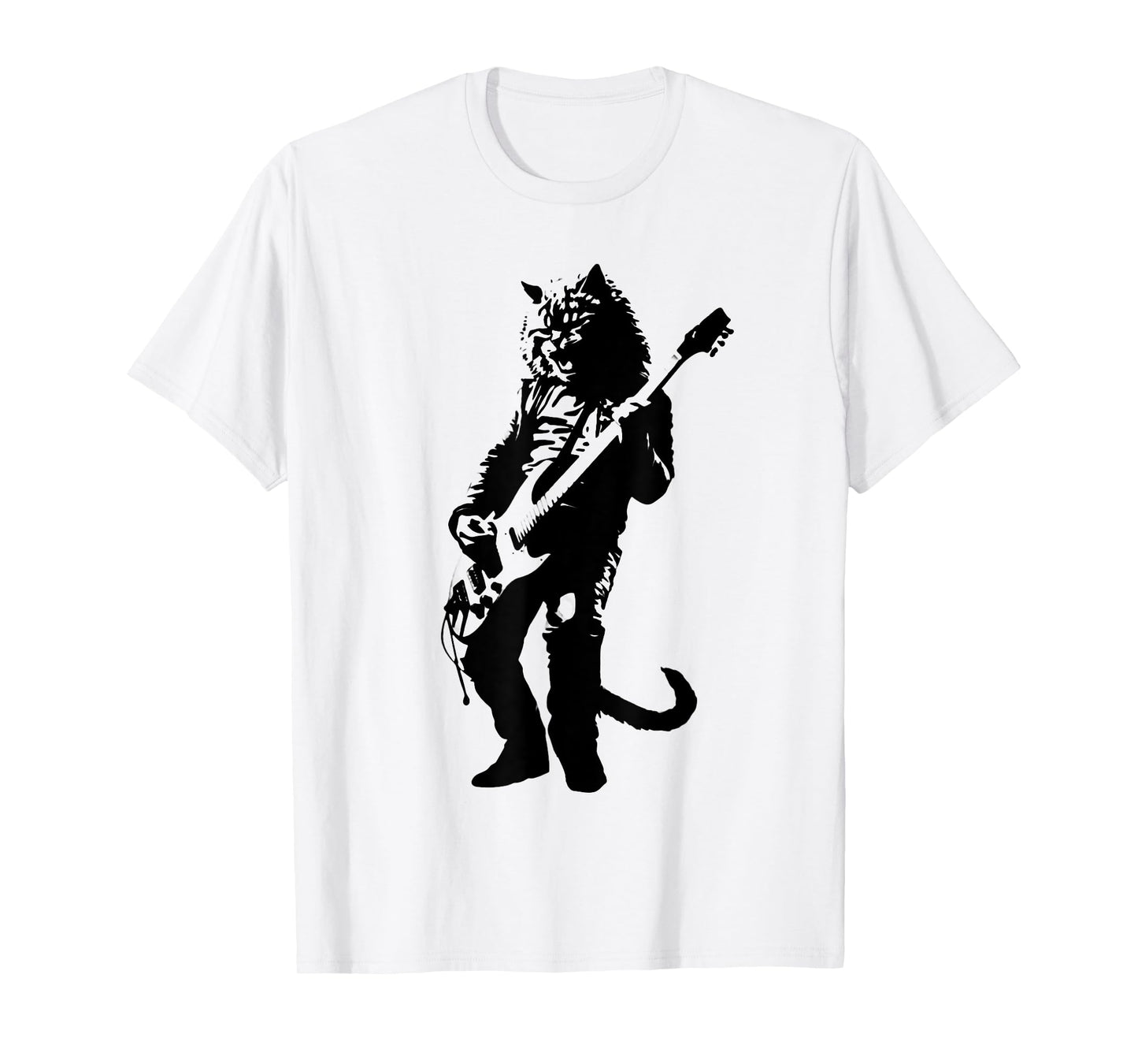 Rock Cat Playing Guitar Funny Guitar Cat Tall T-Shirt