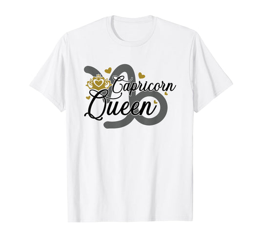 Capricorn Queen, Zodiac Astrological Elegance Crown T-Shirt