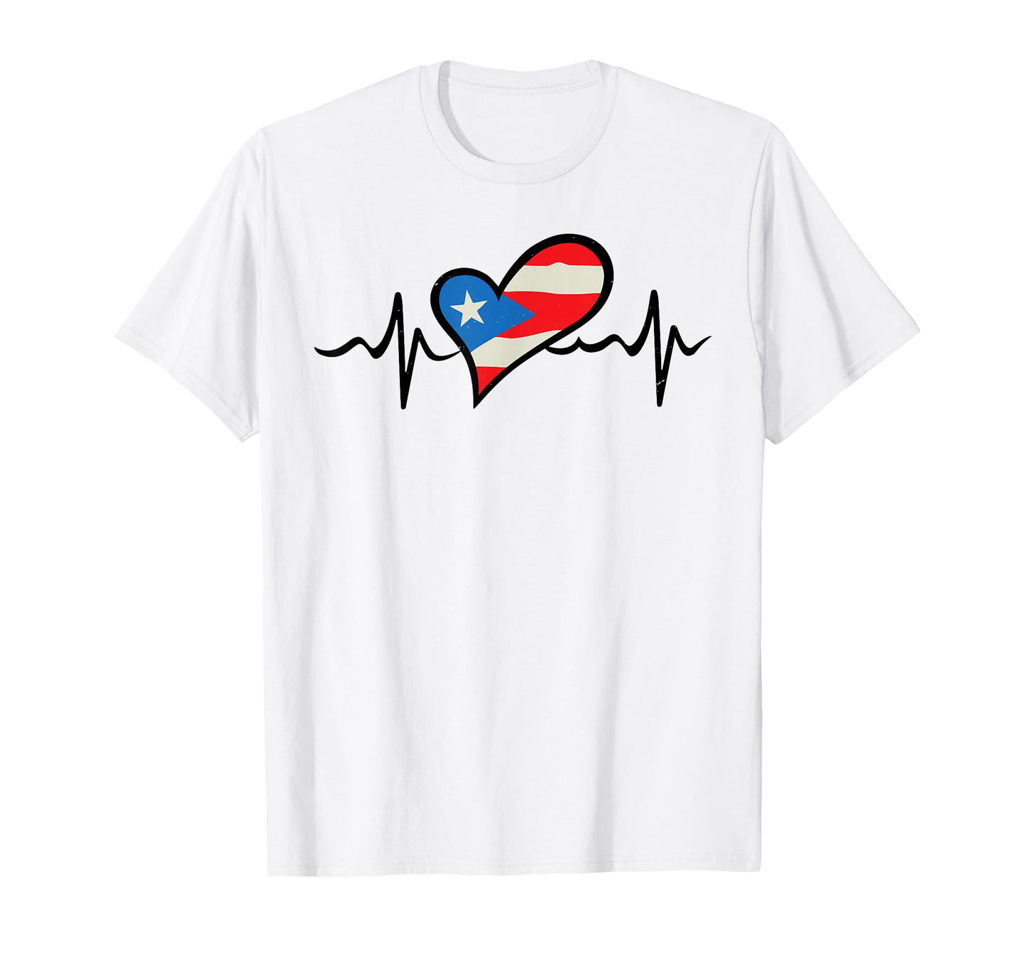 Puerto Rico Flag Heartbeat Puerto Rican Boricua Men Hispanic T-Shirt