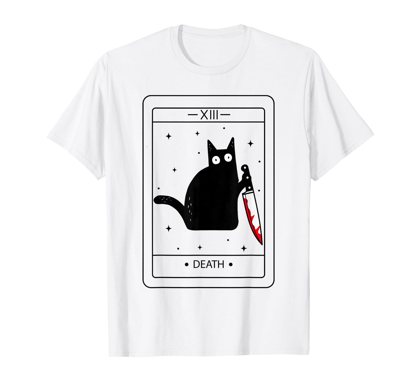 Black Cat Death Tarot Cat Lover Funny Halloween Womens Mens T-Shirt