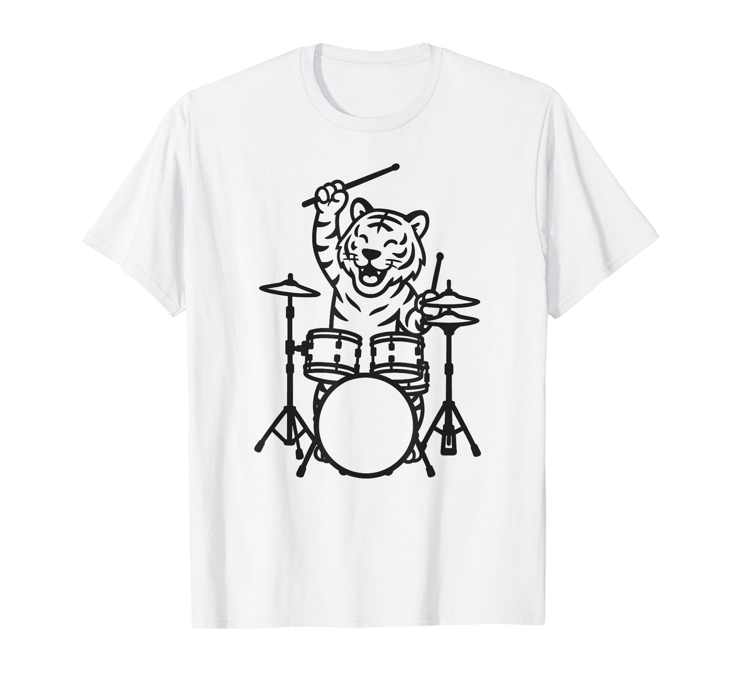 Funny Tiger Drummer Drumming Drums Music Lover Boys Girls T-Shirt