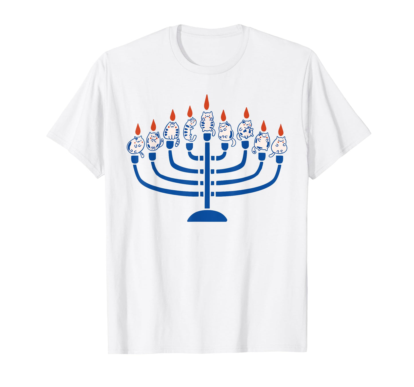 Hanukkah Menorah Cat Happy Hanukcat Funny Jewish Chanukah T-Shirt