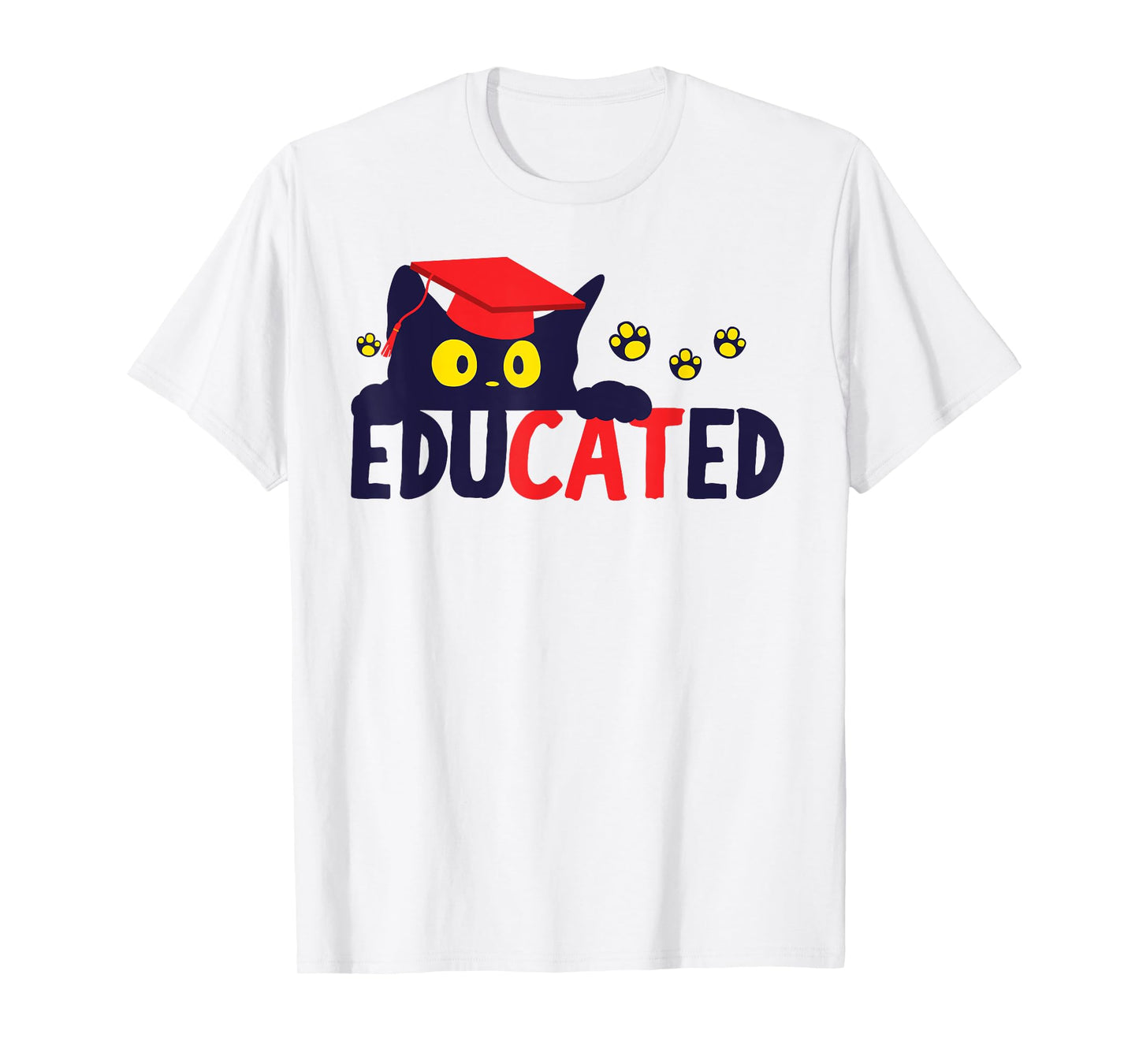 Educated Cat in Graduation Cap Funny Grad T-Shirt for Men Women