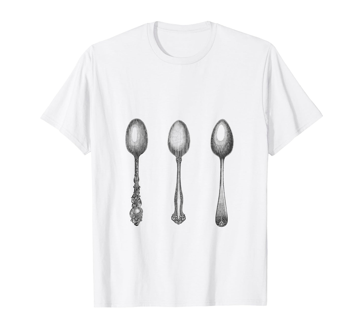 Antique Spoons print three spoonie silverware etched vintage T-Shirt