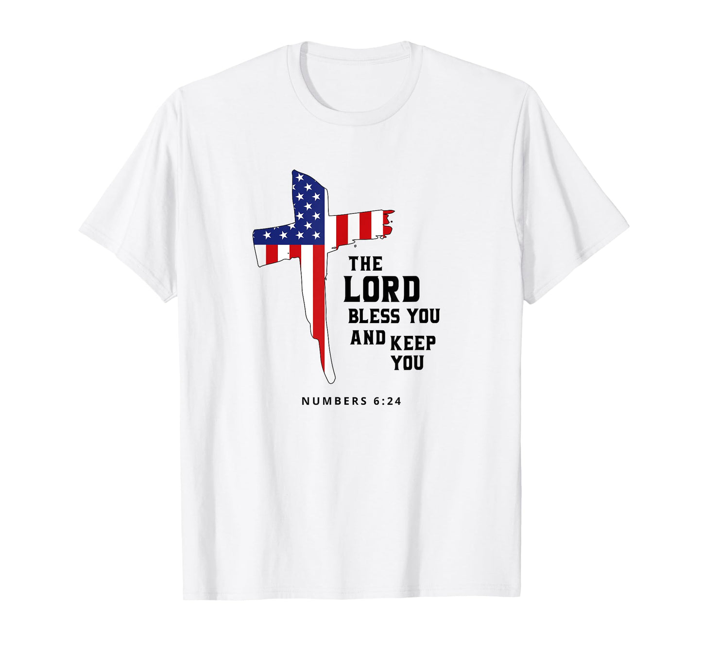 American Flag, The Lord Bless You and Keep You Christian T-Shirt for Women Kids Men