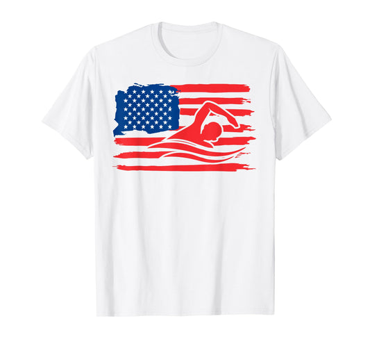 Vintage american flag swim team swimmer funny swimming gift T-Shirt for Women Kids Men