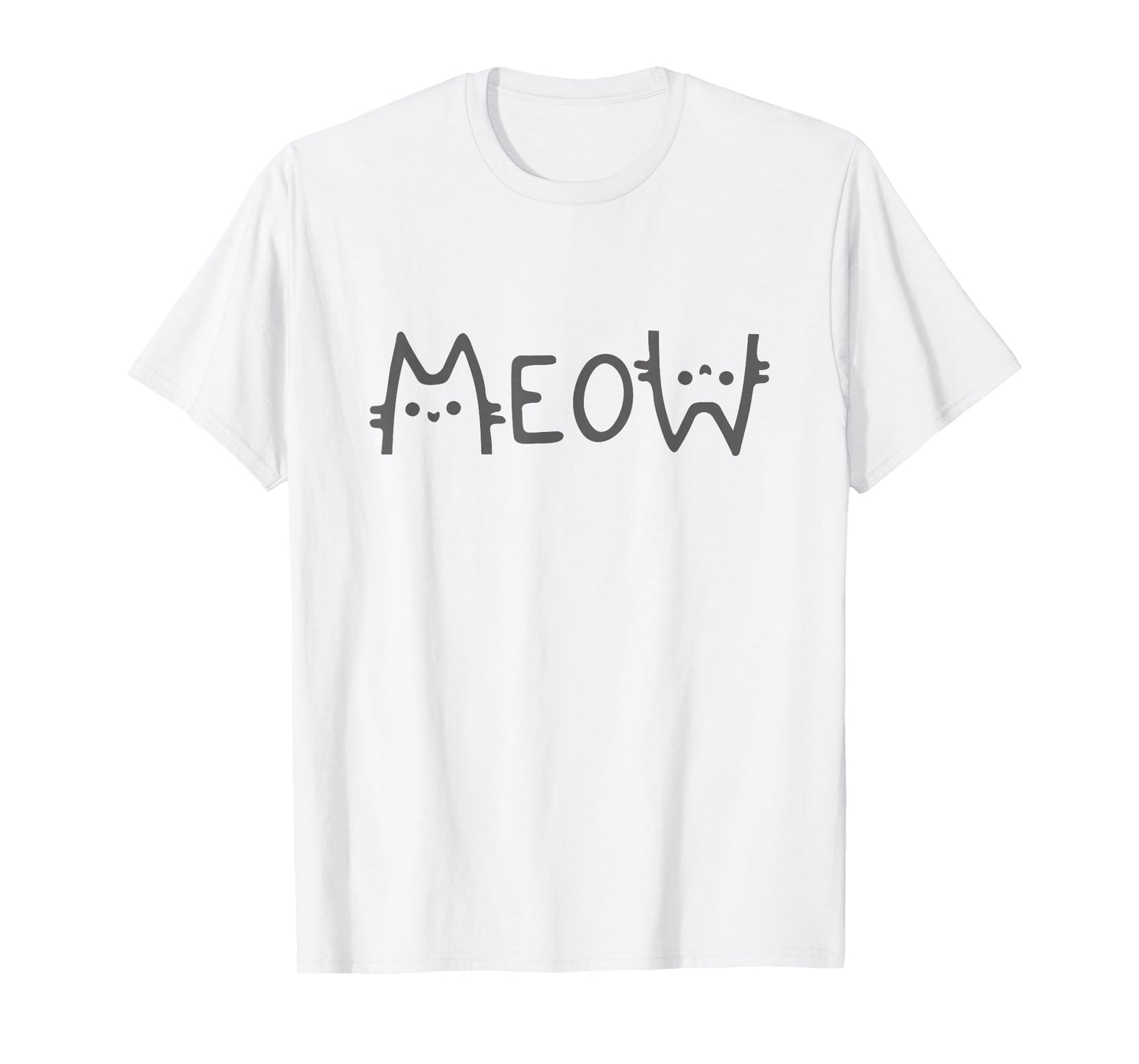 Meow Funny Minimalist Cute Pet Kitten Cat Lover Owner Simple T-Shirt