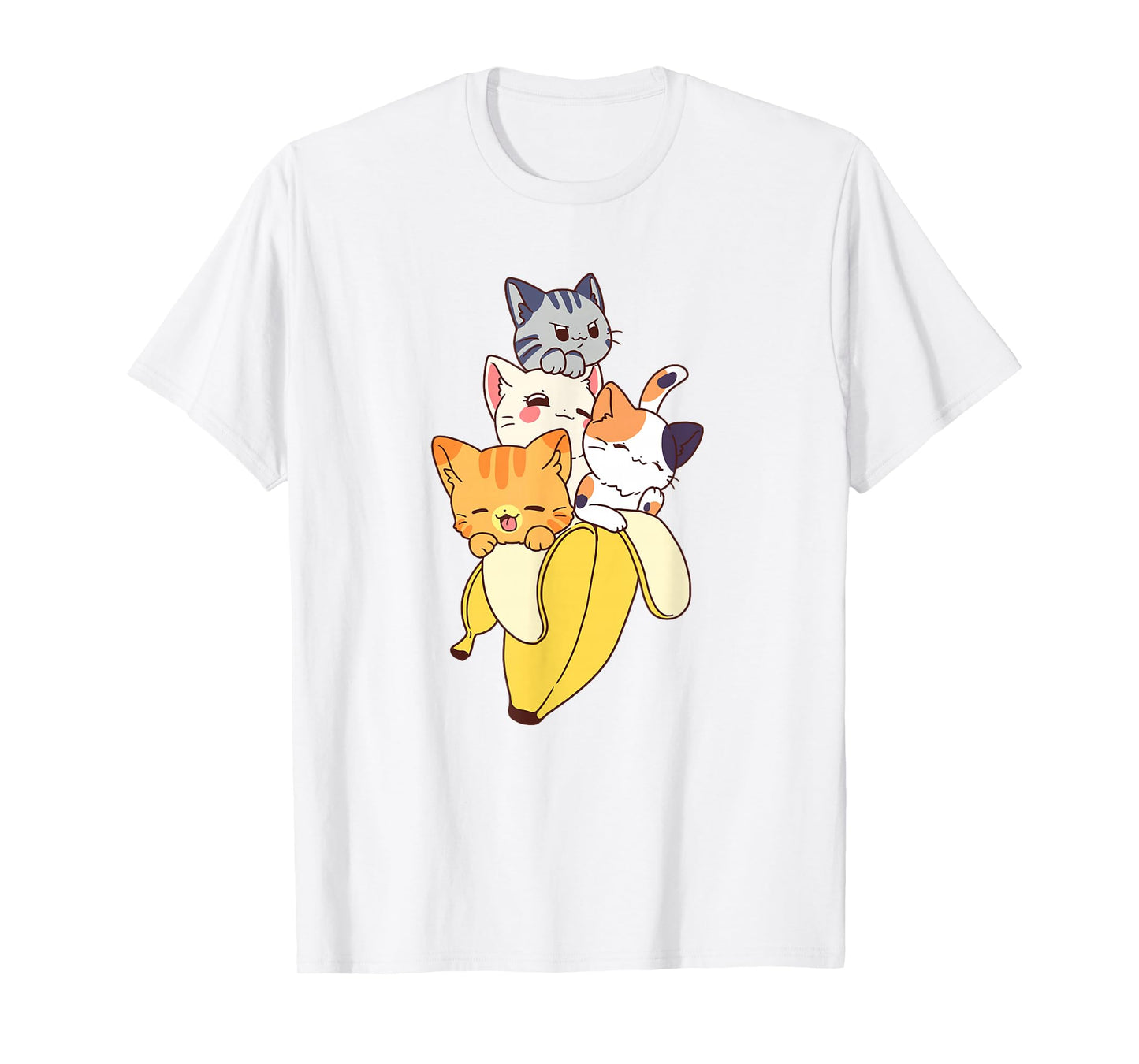 Funny Banana Cat Cute Kawaii Kitten T-Shirt