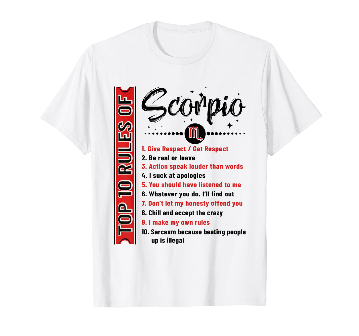 Scorpio Shirt Top 10 Rules Of Scorpio Birthday T-Shirt