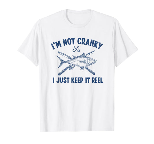 Fishtastic Funny Cranky Fishing Fisherman T-Shirt, Small, Grey