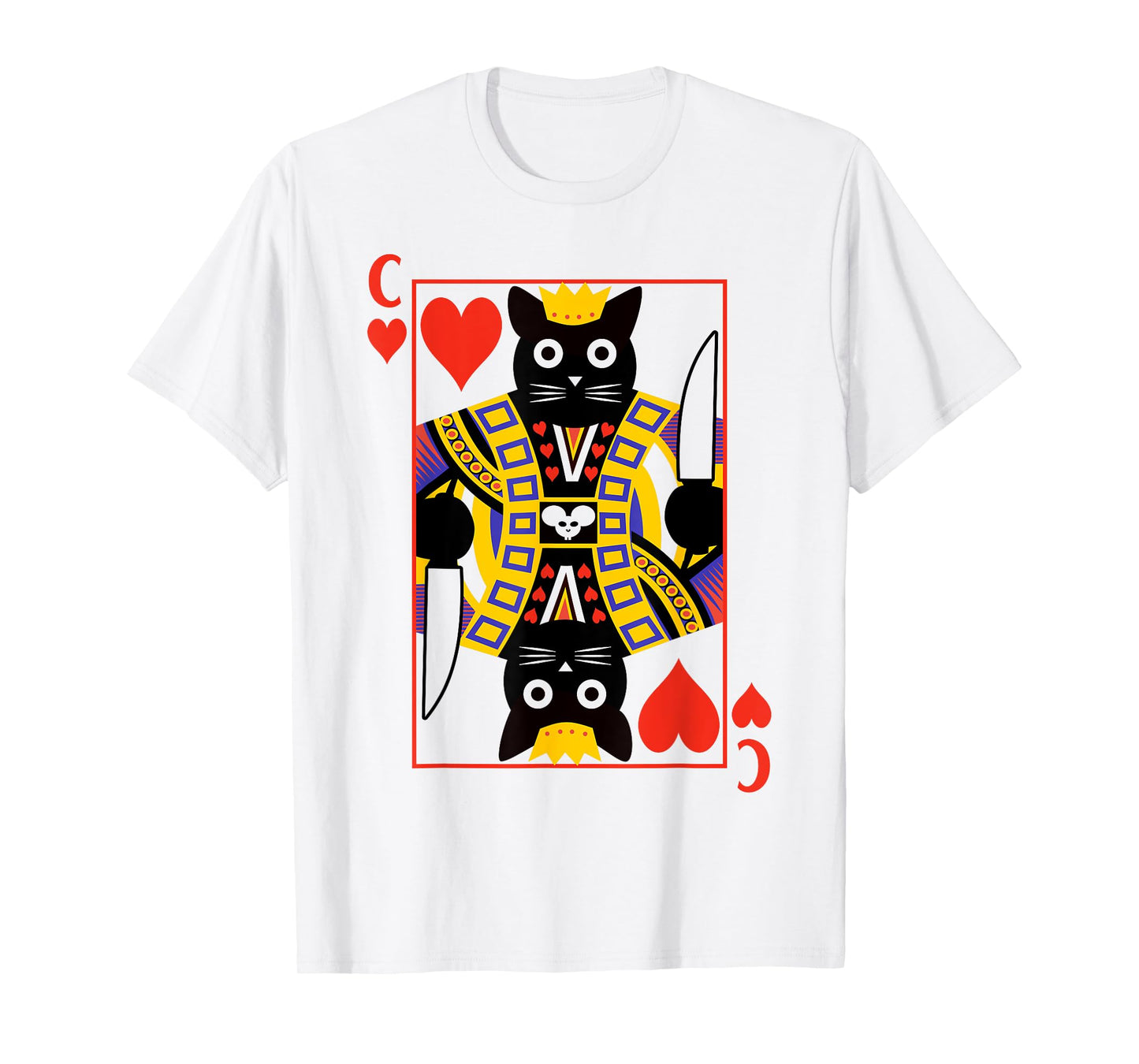King Of Hearts Cat Poker Playing Card T-Shirt for Men Women