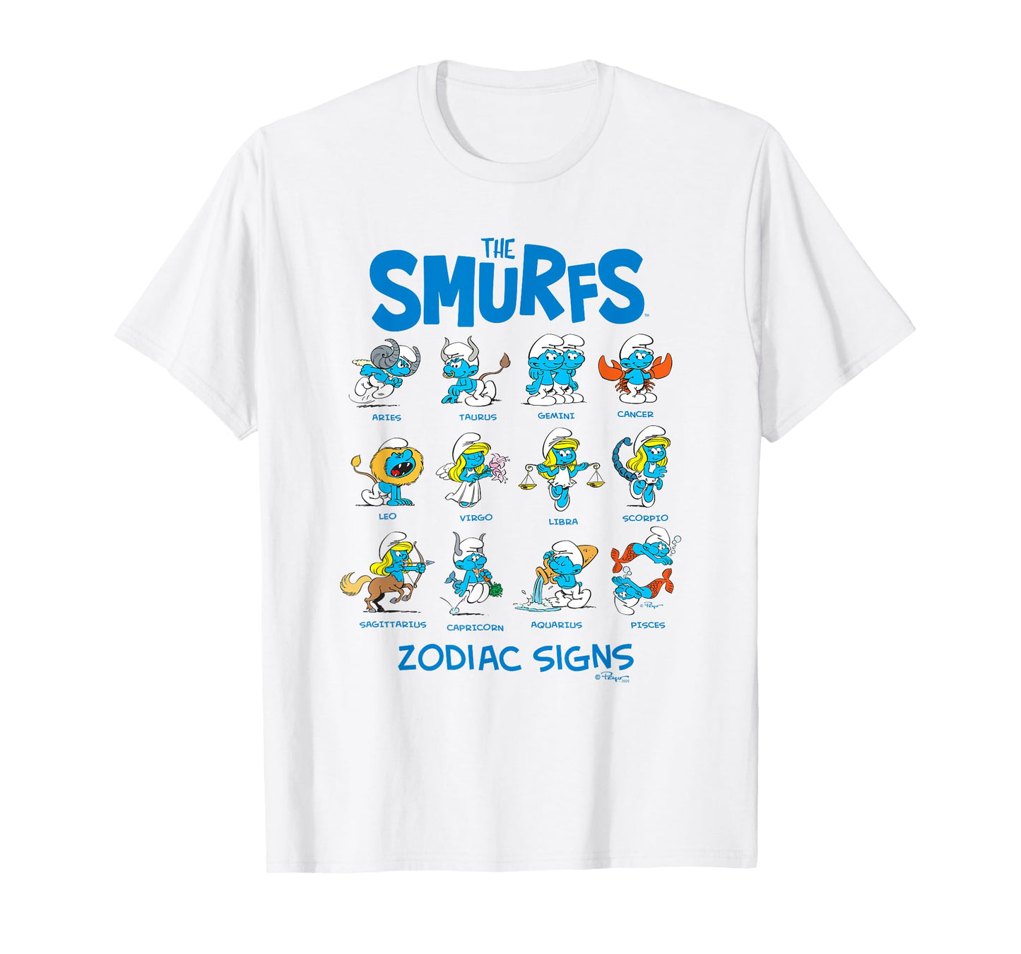 The Smurfs Zodiac Signs Cute Retro Cartoon T-Shirt
