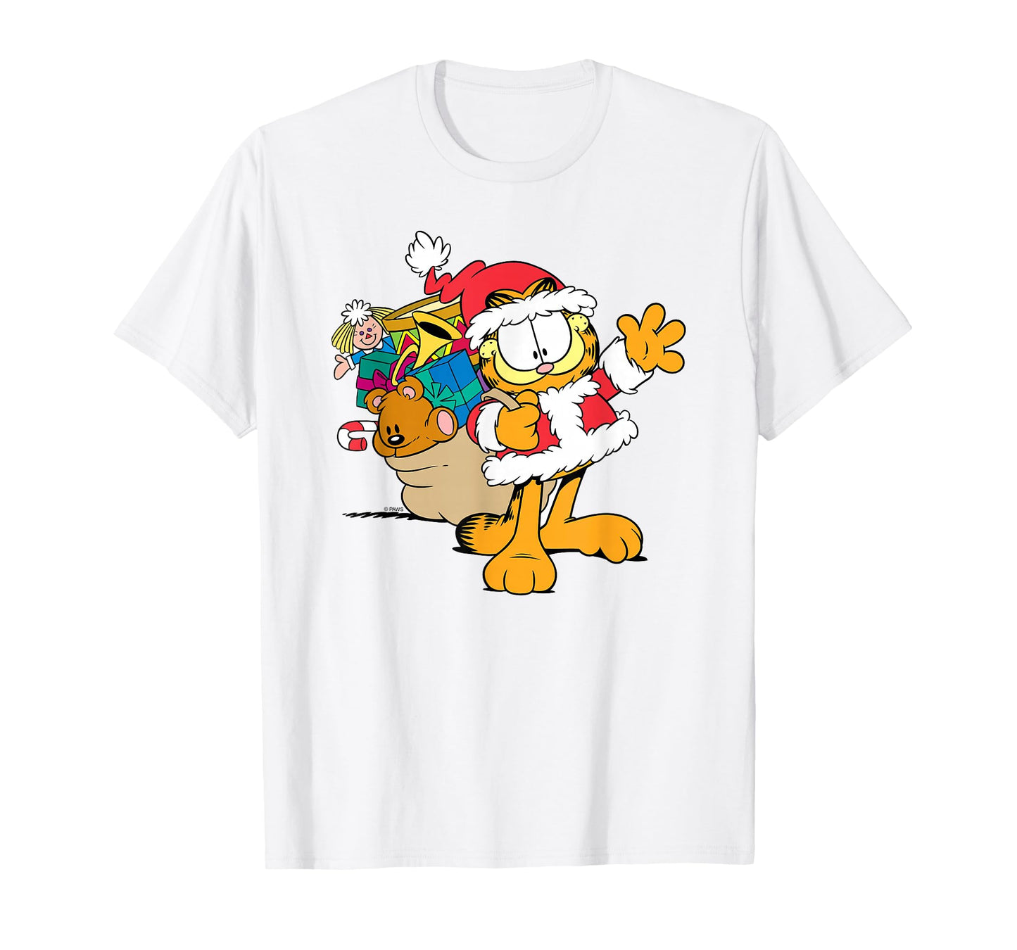 Garfield Santa with Gifts Christmas Cartoon Cat T-Shirt