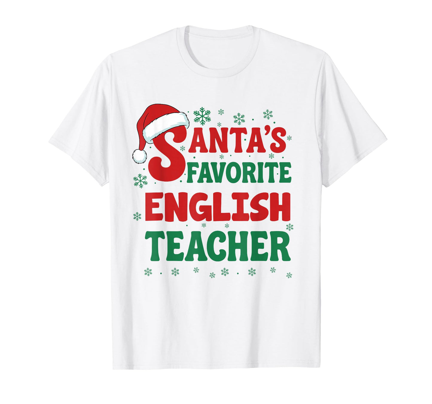 Santa's Favorite English Teacher Christmas Holiday Pajama T-Shirt