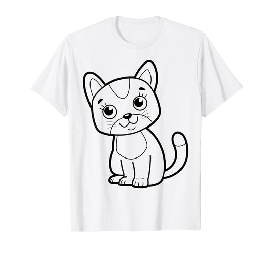 Cute cat to paint and color in for children T-Shirt