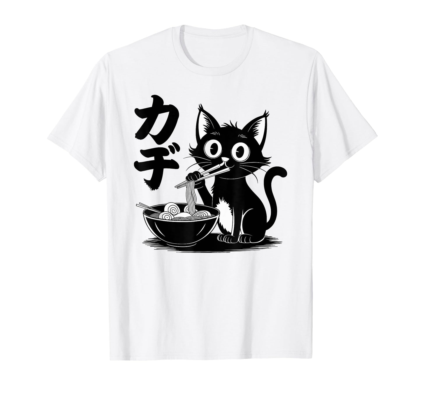 Funny Cat Ramen Noodle Japanese Kawaii Anime Otaku Style T-Shirt