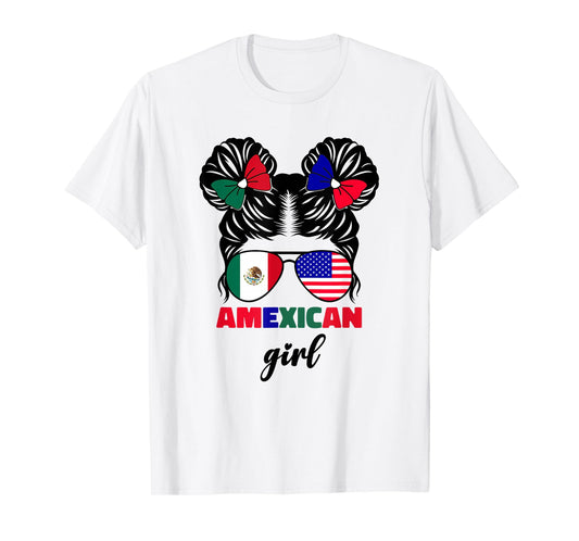 Half Mexican and American Mexico America USA Flag Girls Kids T-Shirt