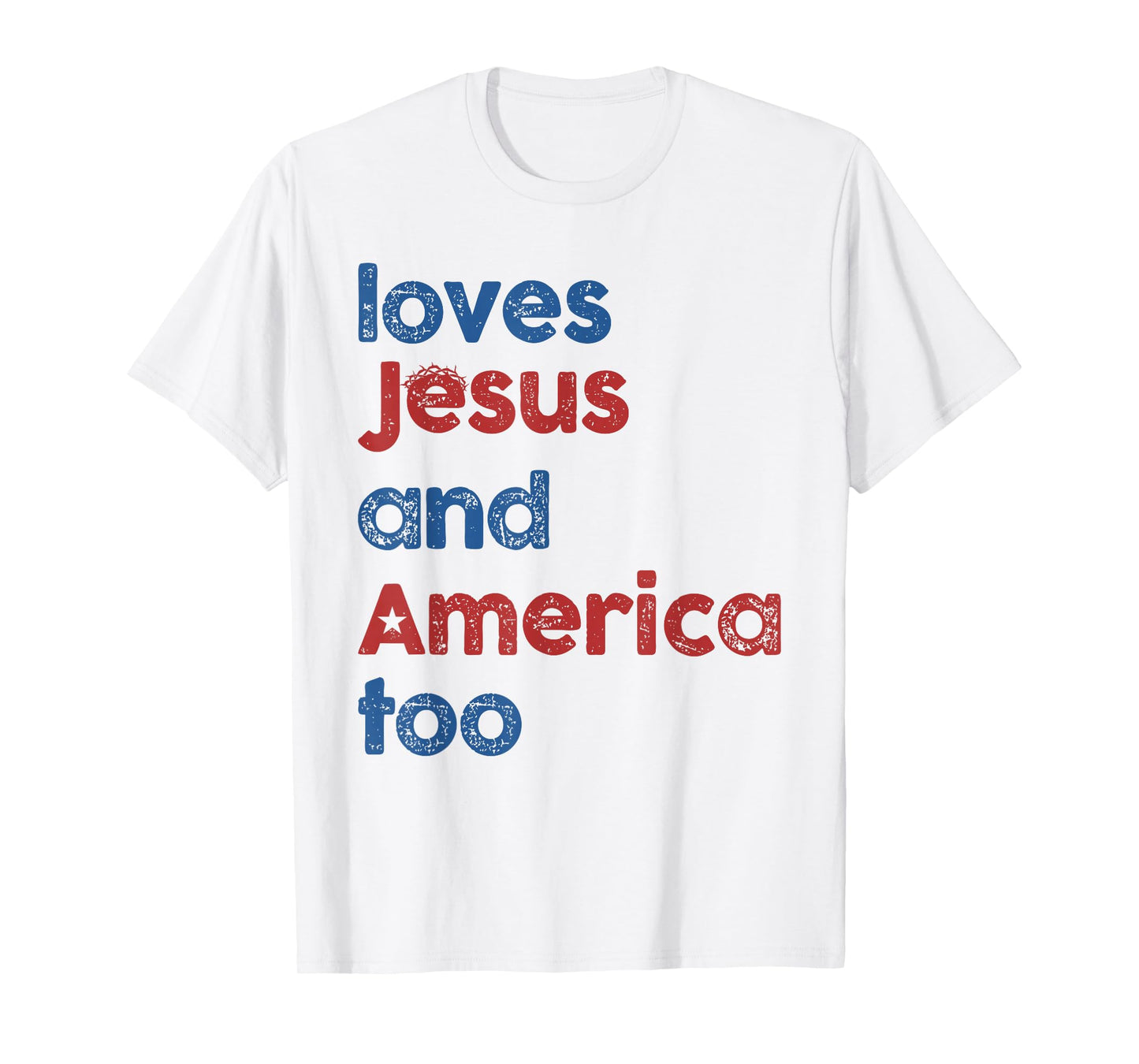 Retro Loves Jesus and America Too 4th Of July Gifts T-Shirt T-Shirt