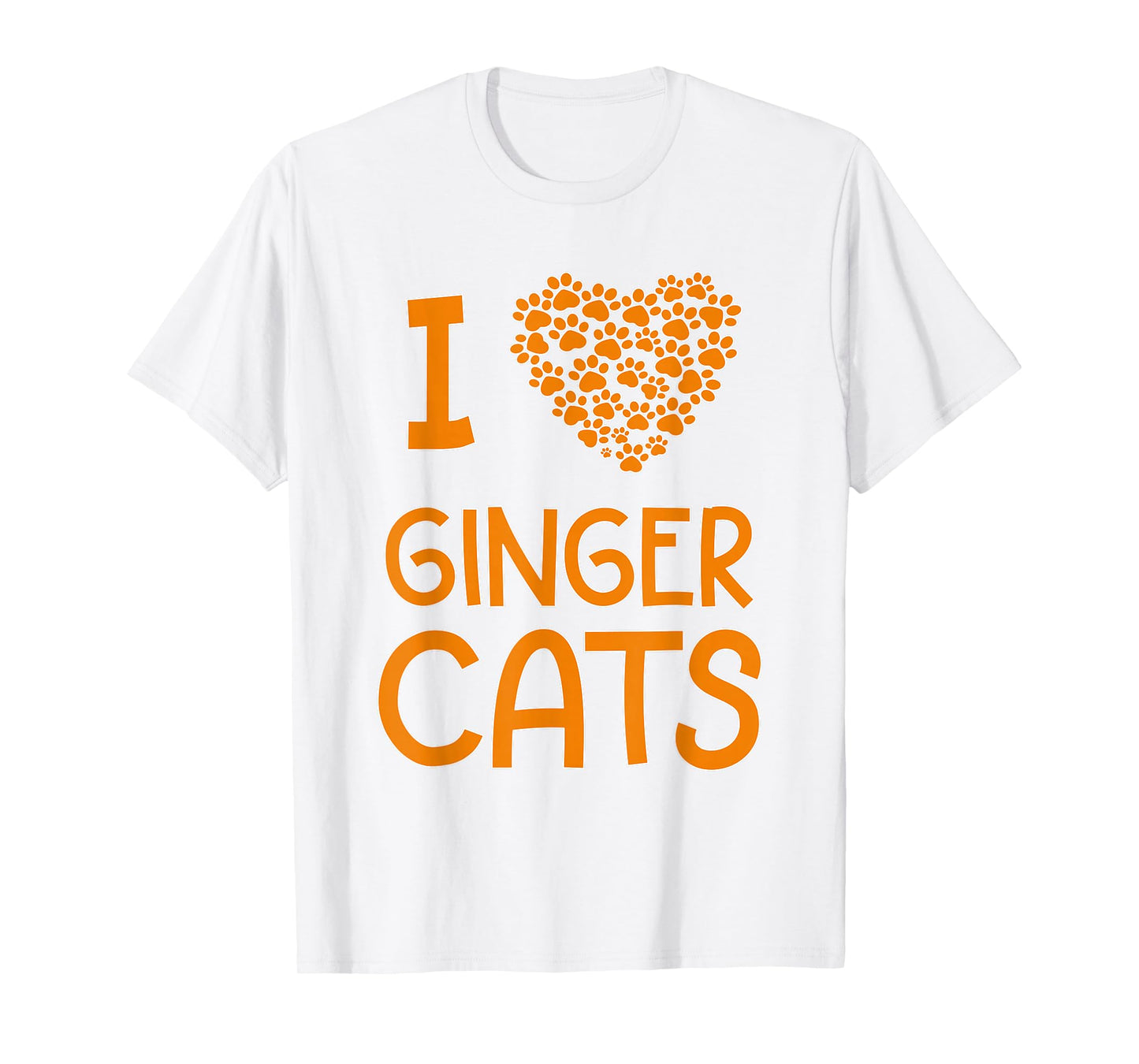 I Love Ginger Cats Cat Lover Paw Print Heart T-Shirt