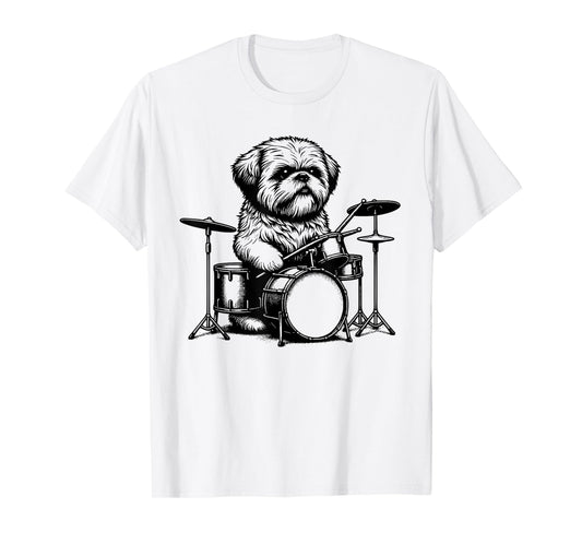 Bolonka Drummer Vibes For Music Lovers And Animal Fans T-Shirt