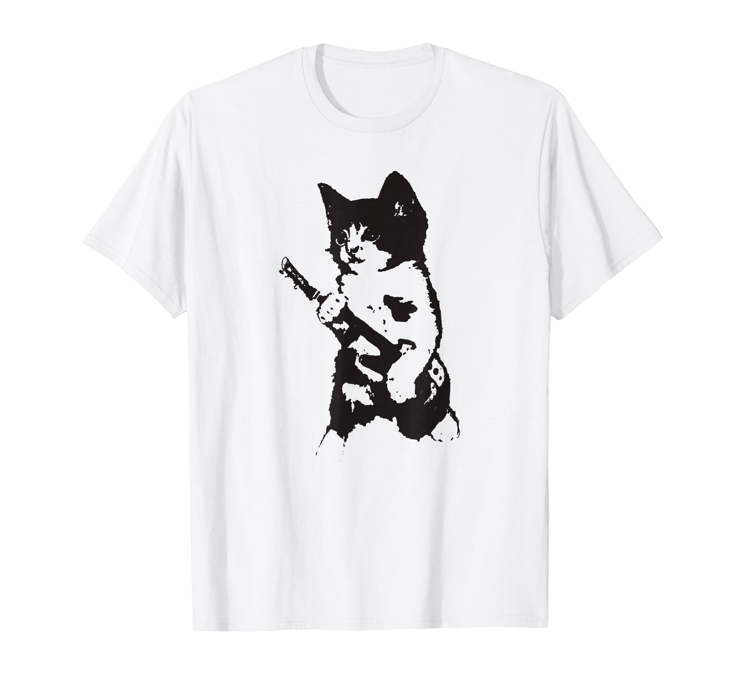 Punk Rockstar Kitten Kitty Cat Guitar Playing Graphic T-Shirt