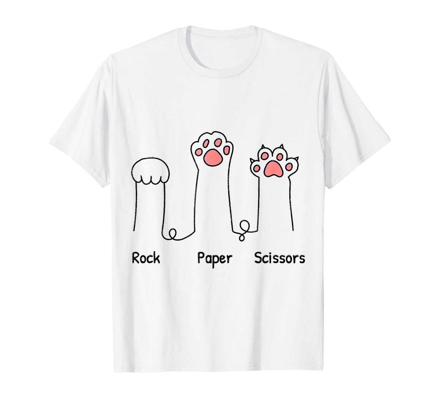 Rock Paper Scissors Hand Game Cute Paw Funny Cat T-Shirt