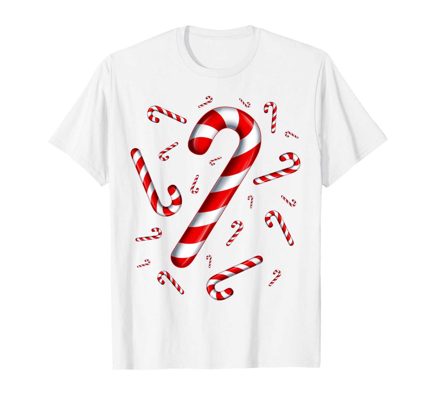 Christmas Flying Candy Cane Lover Taster Red and White Woman T-Shirt